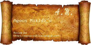 Agocs Miklós névjegykártya