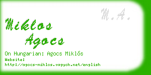 miklos agocs business card